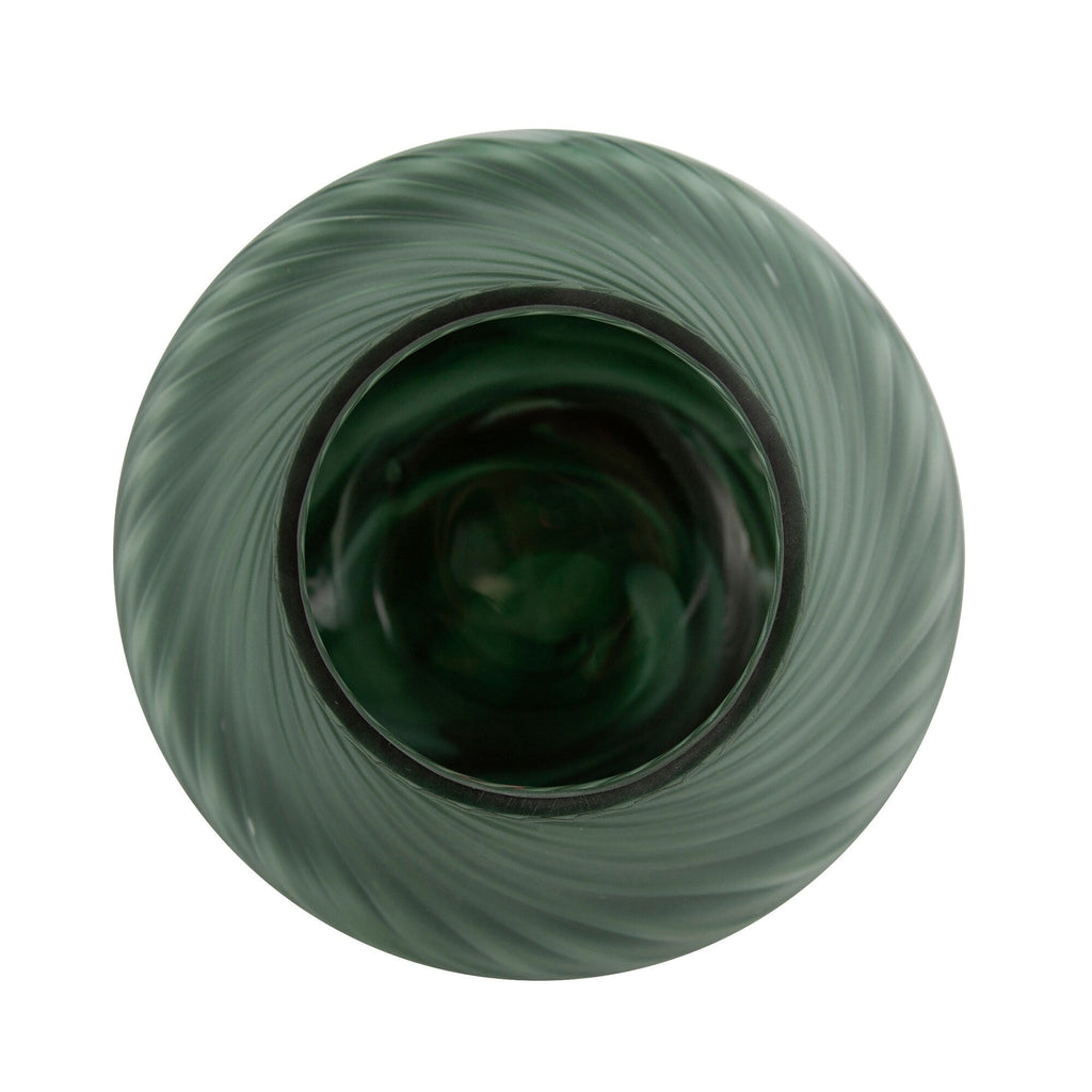 Vase décoratif contemporain en verre tourbillonnant vert givré Allan Andrews