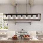 Lustre linéaire rectangulaire Allegray Farmhouse de 52 po à 7 lumières pour îlot de cuisine