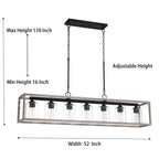 Lustre linéaire rectangulaire Allegray Farmhouse de 52 po à 7 lumières pour îlot de cuisine