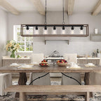 Lustre linéaire rectangulaire Allegray Farmhouse de 52 po à 7 lumières pour îlot de cuisine