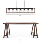 Lustre linéaire rectangulaire Allegray Farmhouse de 52 po à 7 lumières pour îlot de cuisine