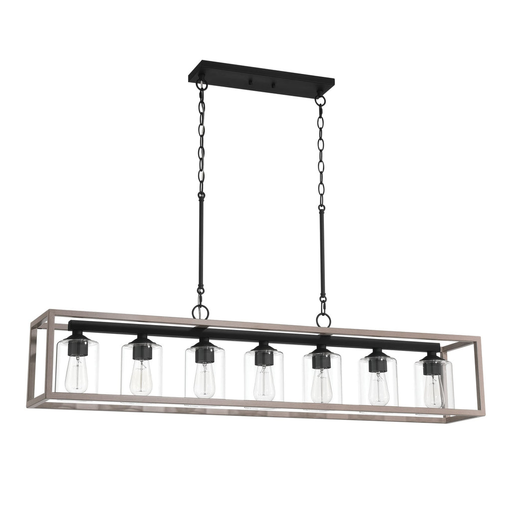 Lustre linéaire rectangulaire Allegray Farmhouse de 52 po à 7 lumières pour îlot de cuisine