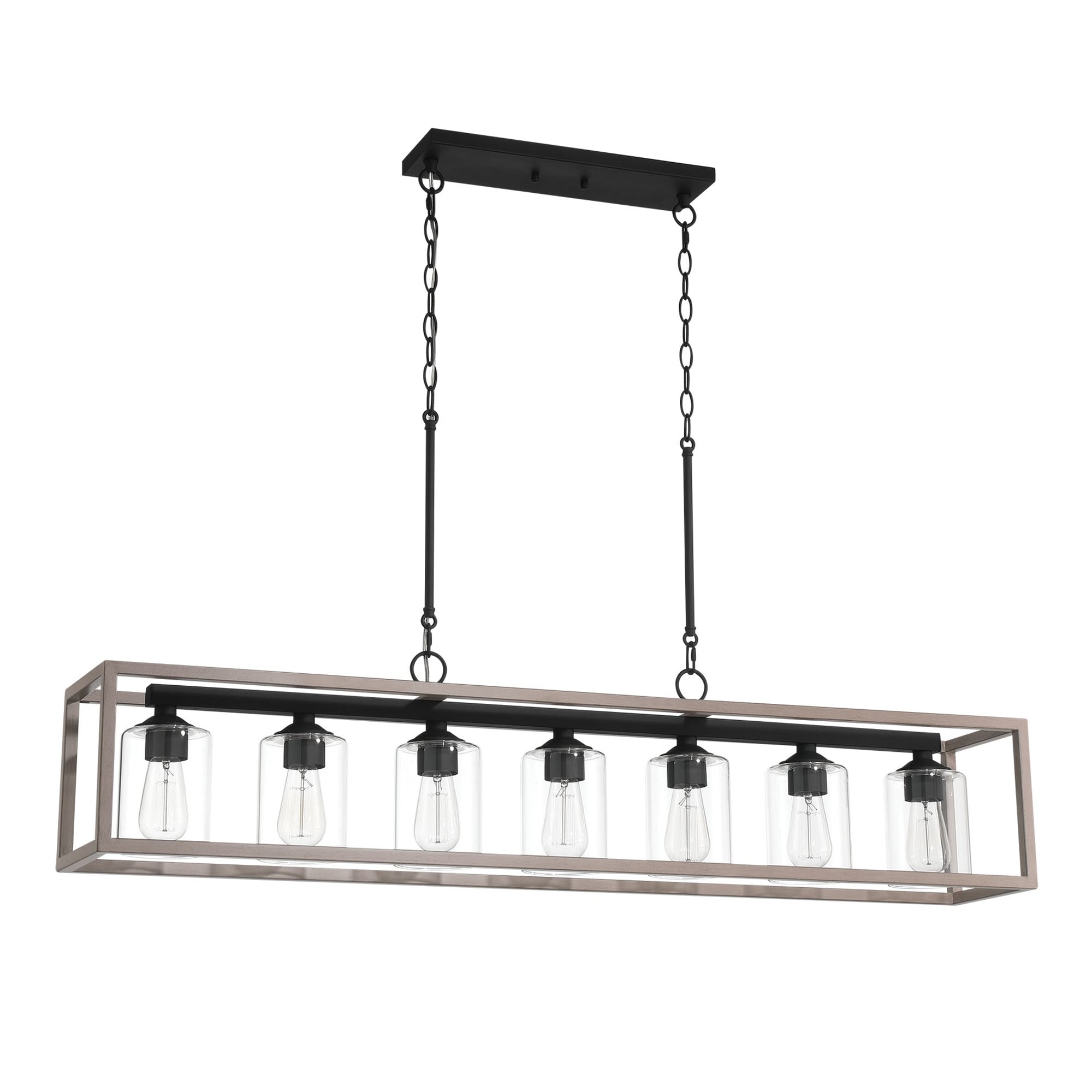 Lustre linéaire rectangulaire Allegray Farmhouse de 52 po à 7 lumières pour îlot de cuisine