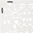 Panneau mural Allen blanc lavé sculpté à la main 48 x 28 pouces avec incrustation de miroir