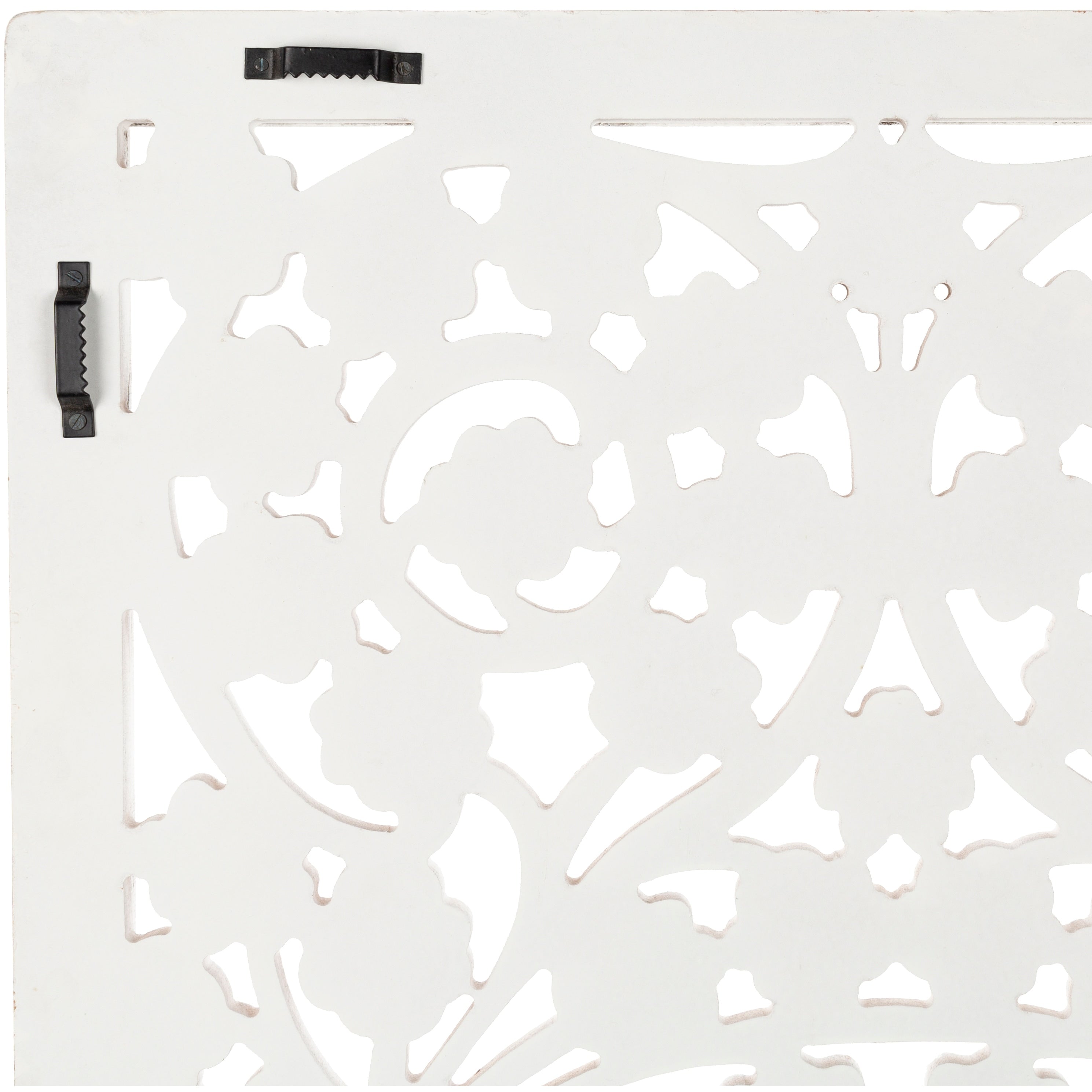 Panneau mural Allen blanc lavé sculpté à la main 48 x 28 pouces avec incrustation de miroir