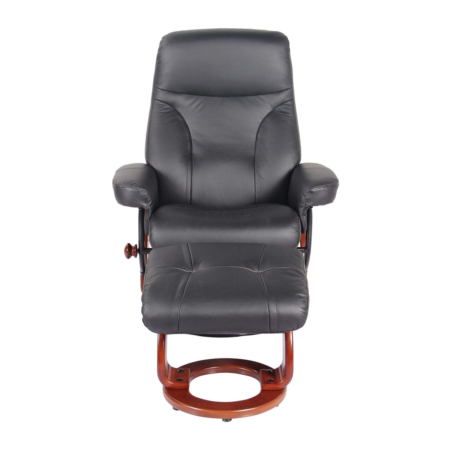 Fauteuil inclinable et pouf en cuir véritable Almond