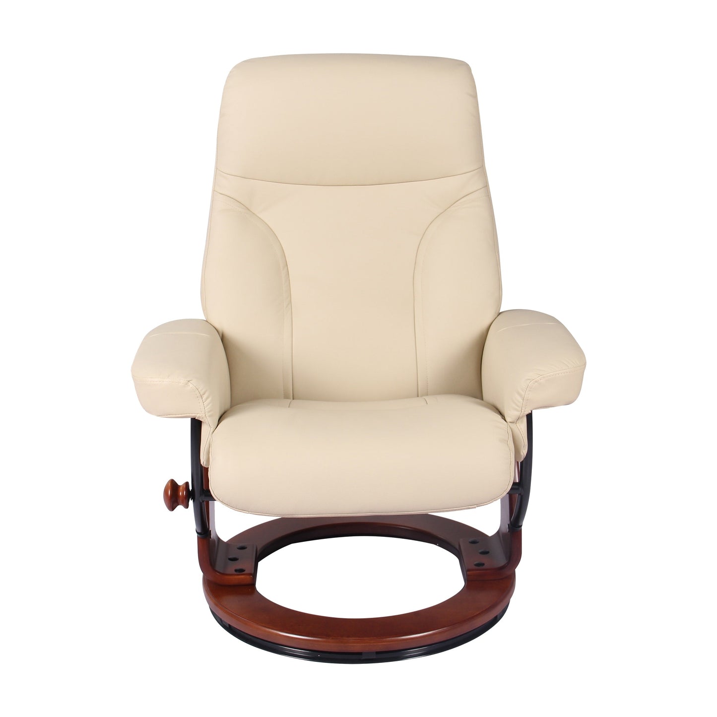Fauteuil inclinable et pouf en cuir véritable Almond