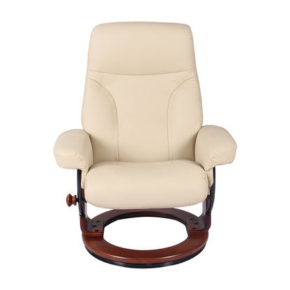 Fauteuil inclinable et pouf en cuir véritable Almond