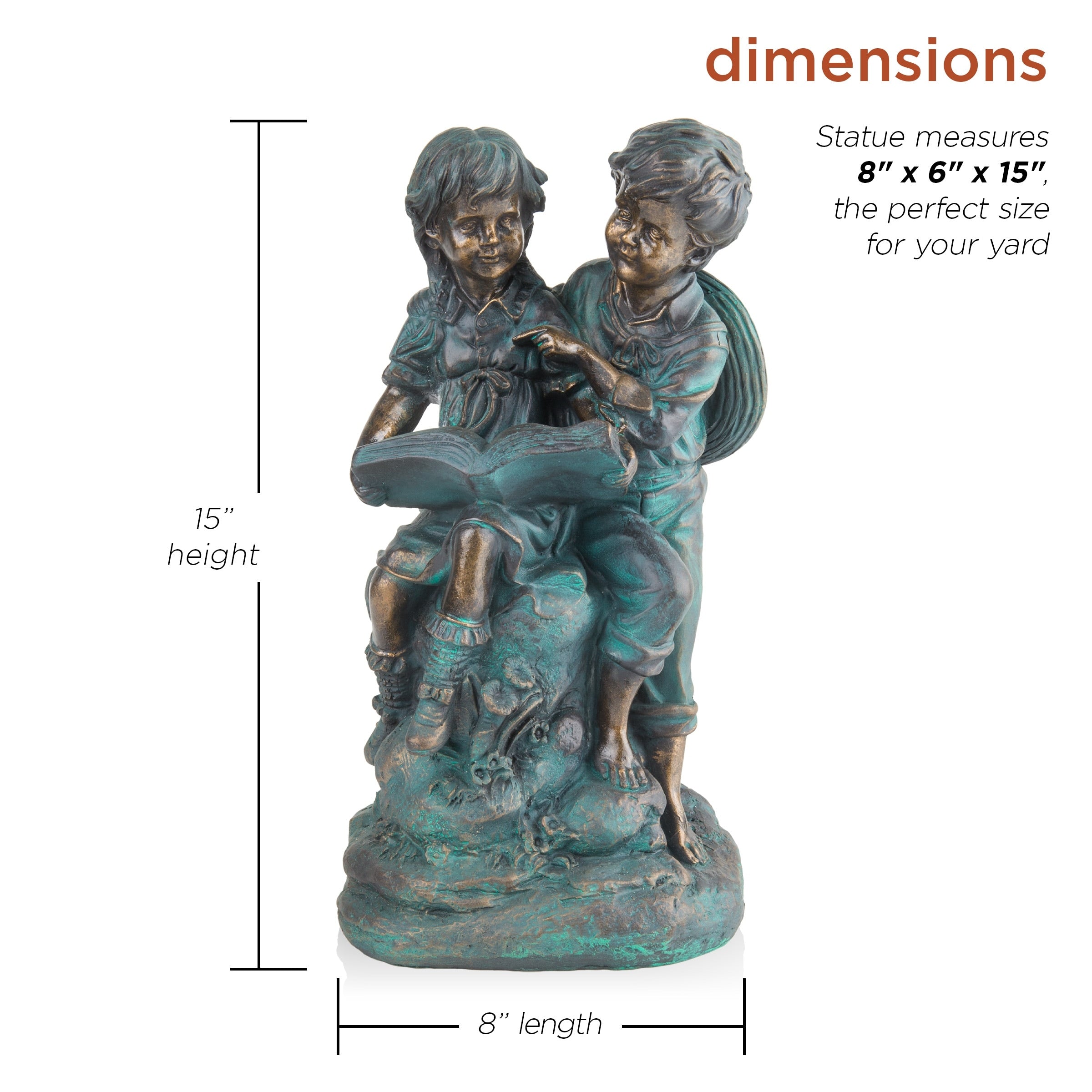 Statue d'une fille et d'un garçon lisant ensemble