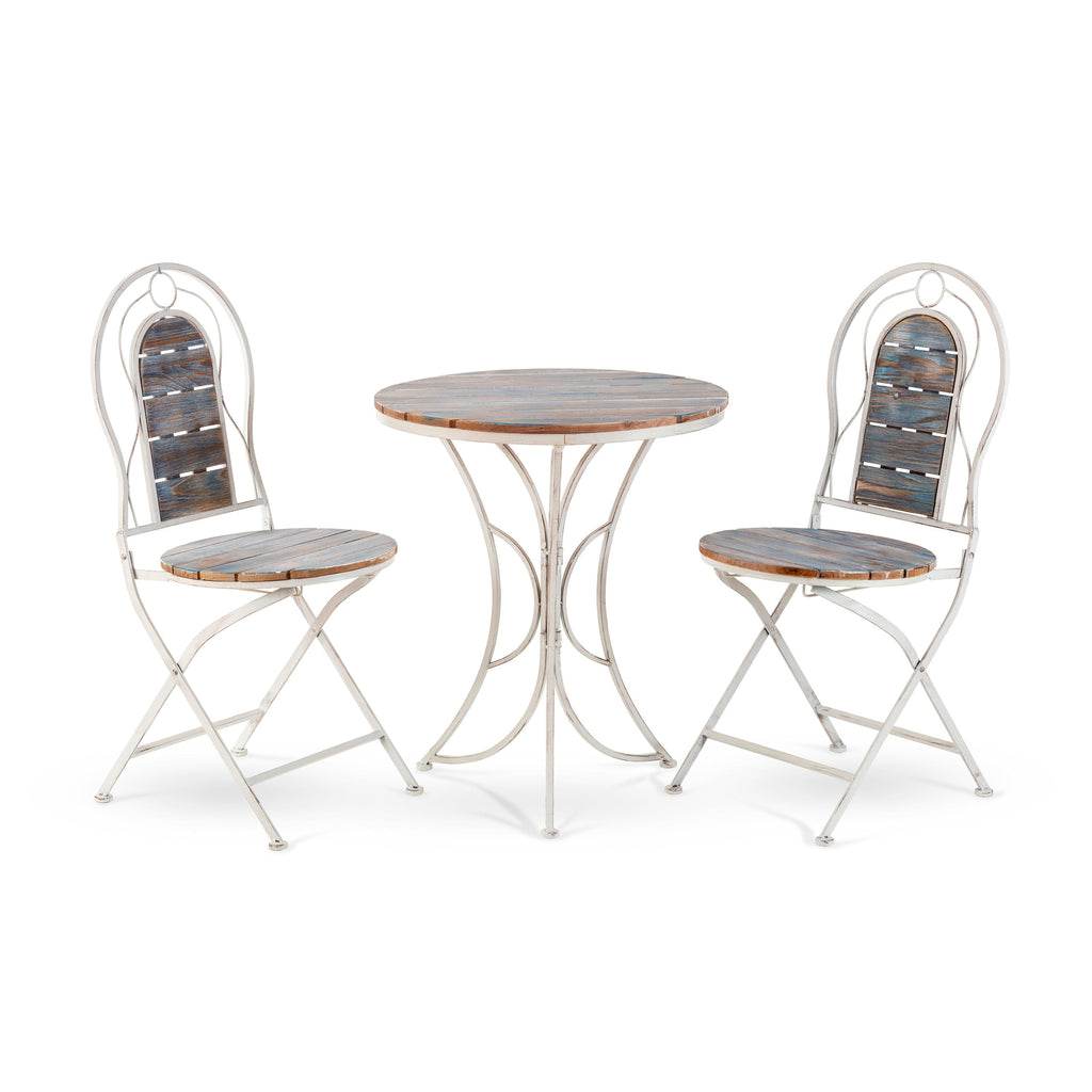 Ensemble bistrot intérieur/extérieur 3 pièces en bois et métal Alpine Corporation, table et chaises pliantes, sièges de patio
