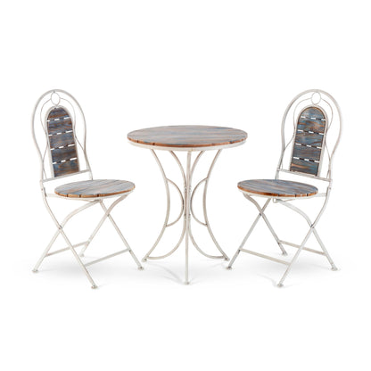Ensemble bistrot intérieur/extérieur 3 pièces en bois et métal Alpine Corporation, table et chaises pliantes, sièges de patio