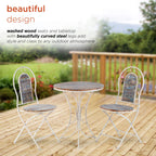 Ensemble bistrot intérieur/extérieur 3 pièces en bois et métal Alpine Corporation, table et chaises pliantes, sièges de patio