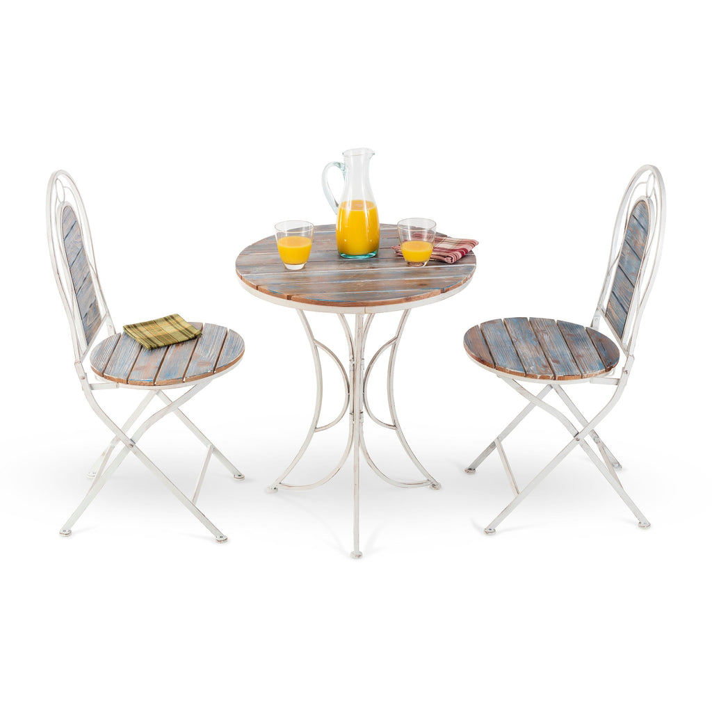 Ensemble bistrot intérieur/extérieur 3 pièces en bois et métal Alpine Corporation, table et chaises pliantes, sièges de patio