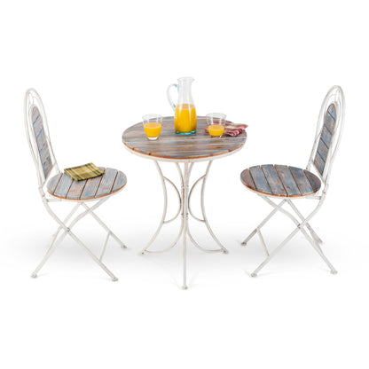 Ensemble bistrot intérieur/extérieur 3 pièces en bois et métal Alpine Corporation, table et chaises pliantes, sièges de patio