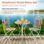 Ensemble bistrot intérieur/extérieur 3 pièces en bois et métal Alpine Corporation, table et chaises pliantes, sièges de patio