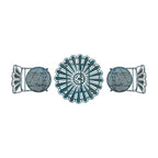 Ensemble bistrot rustique en métal 3 pièces pour intérieur/extérieur, motif plumes de paon, bleu clair, Alpine Corporation
