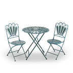Ensemble bistrot rustique en métal 3 pièces pour intérieur/extérieur, motif plumes de paon, bleu clair, Alpine Corporation