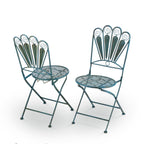 Ensemble bistrot rustique en métal 3 pièces pour intérieur/extérieur, motif plumes de paon, bleu clair, Alpine Corporation