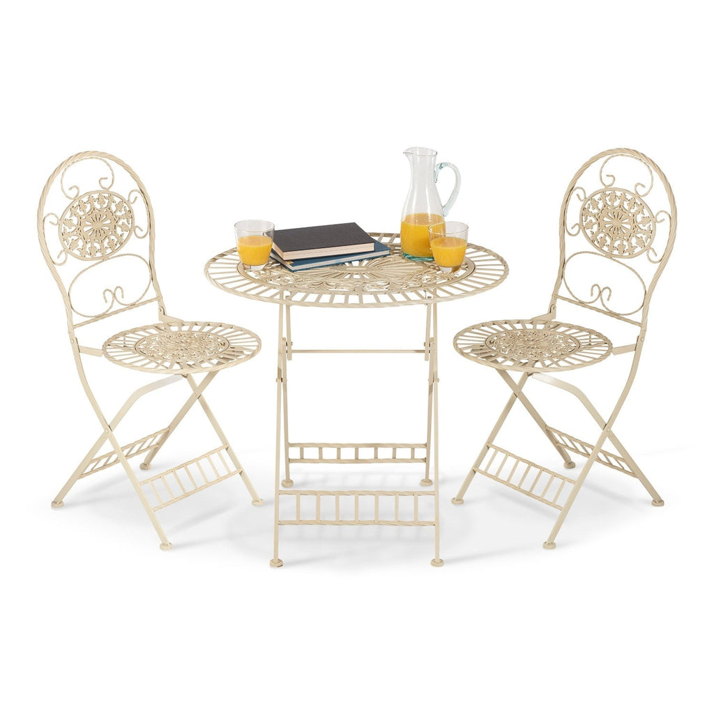 Ensemble bistrot intérieur/extérieur 3 pièces Alpine Corporation, table et chaises pliantes, sièges de patio, blanc