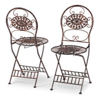 Ensemble bistrot ovale 3 pièces d'intérieur/extérieur Alpine Corporation, table et chaises pliantes, sièges de patio, bronze