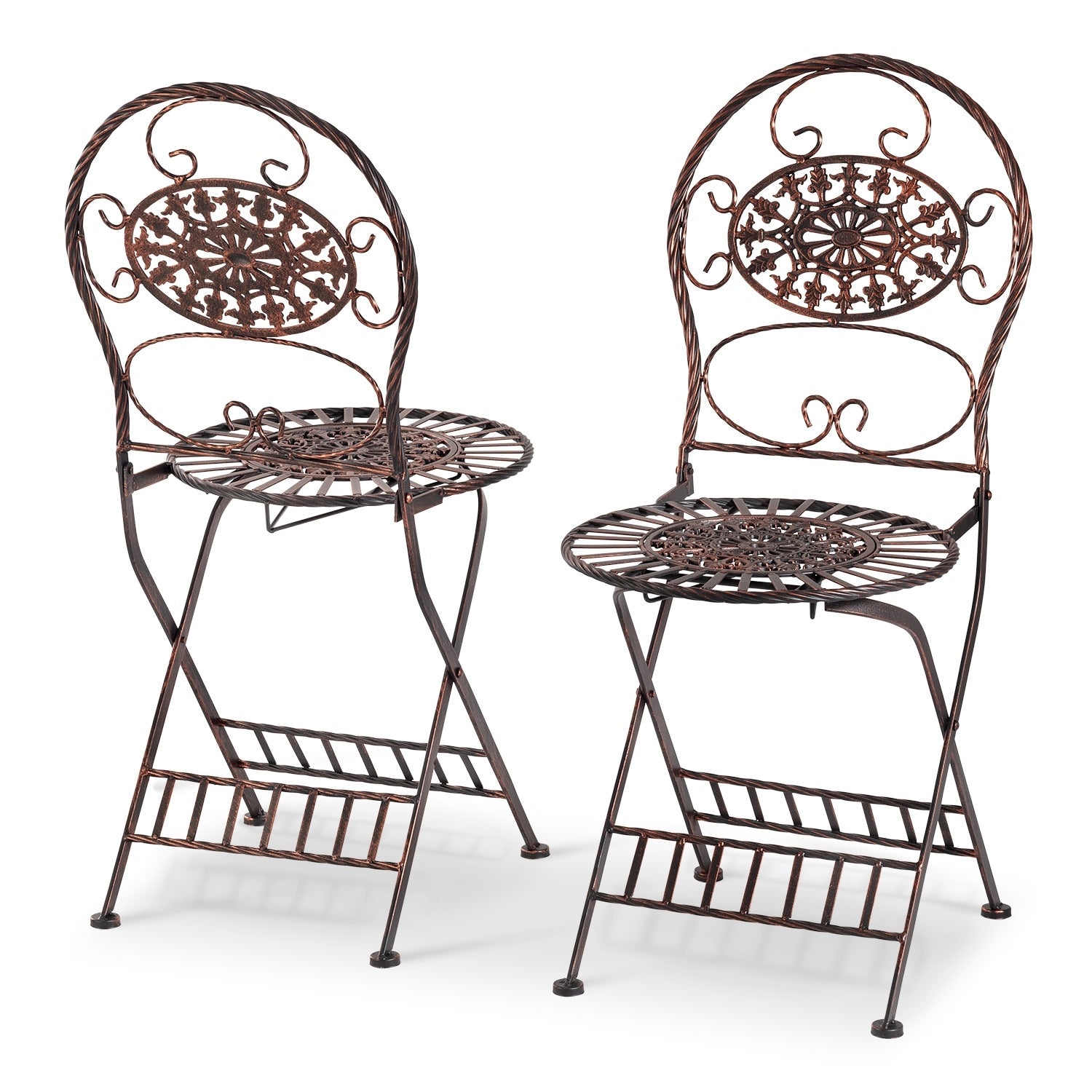 Ensemble bistrot ovale 3 pièces d'intérieur/extérieur Alpine Corporation, table et chaises pliantes, sièges de patio, bronze