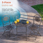 Ensemble bistrot ovale 3 pièces d'intérieur/extérieur Alpine Corporation, table et chaises pliantes, sièges de patio, bronze