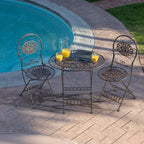 Ensemble bistrot ovale 3 pièces d'intérieur/extérieur Alpine Corporation, table et chaises pliantes, sièges de patio, bronze
