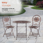 Ensemble bistrot ovale 3 pièces d'intérieur/extérieur Alpine Corporation, table et chaises pliantes, sièges de patio, bronze