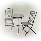 Ensemble bistrot 3 pièces en mosaïque de verre marbré intérieur/extérieur Alpine Corporation, table et chaises pliantes, sièges de patio