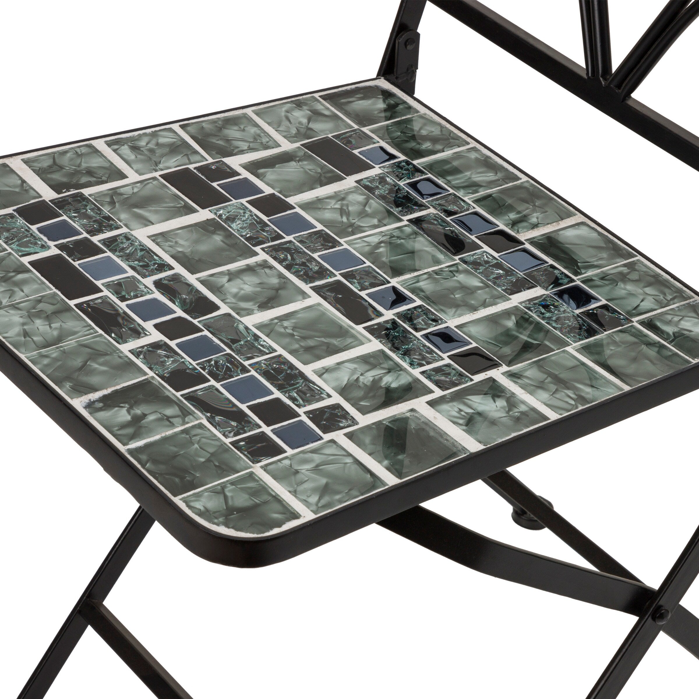 Ensemble bistrot 3 pièces en mosaïque de verre marbré intérieur/extérieur Alpine Corporation, table et chaises pliantes, sièges de patio