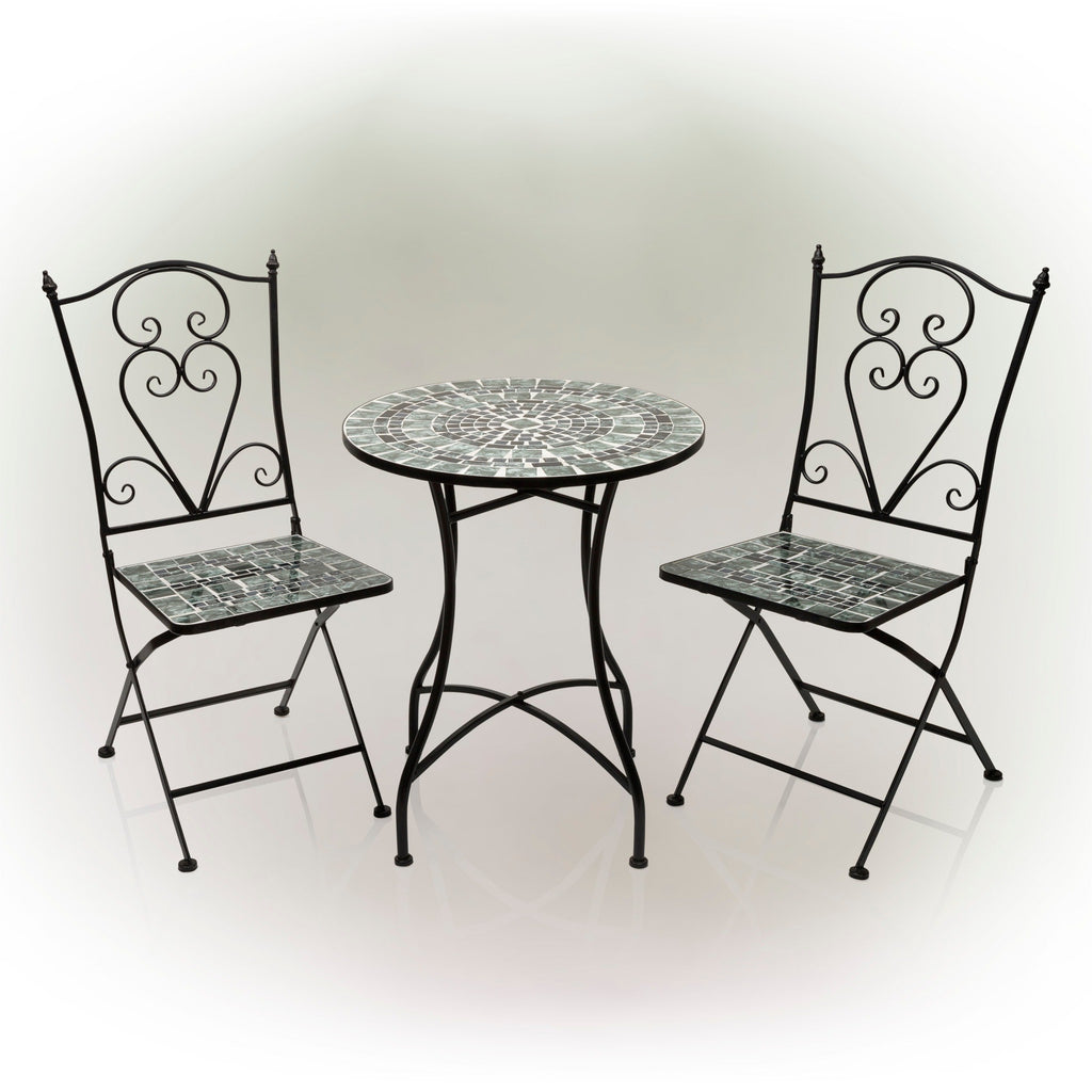 Ensemble bistrot 3 pièces en mosaïque de verre marbré intérieur/extérieur Alpine Corporation, table et chaises pliantes, sièges de patio
