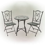 Ensemble bistrot 3 pièces en mosaïque de verre marbré intérieur/extérieur Alpine Corporation, table et chaises pliantes, sièges de patio