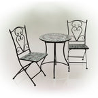 Ensemble bistrot 3 pièces en mosaïque de verre marbré intérieur/extérieur Alpine Corporation, table et chaises pliantes, sièges de patio