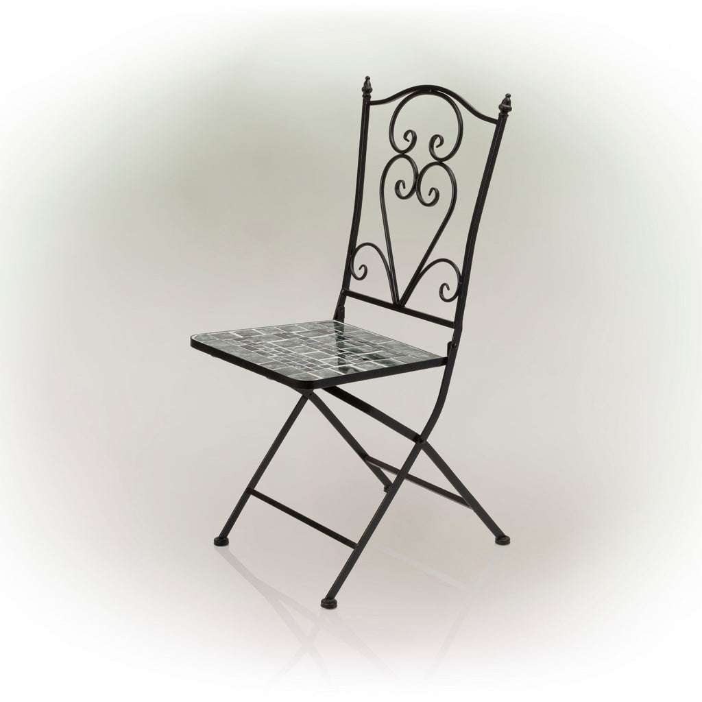 Ensemble bistrot 3 pièces en mosaïque de verre marbré intérieur/extérieur Alpine Corporation, table et chaises pliantes, sièges de patio