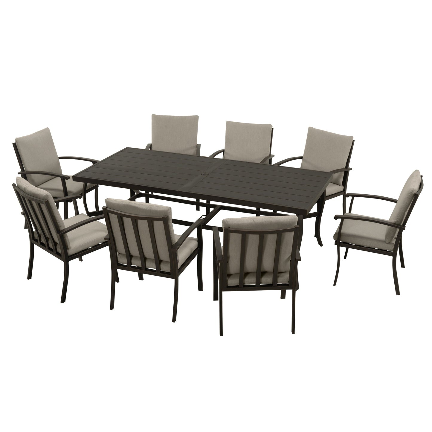 Ensemble de salle à manger de patio en aluminium 9 pièces EGEIROS LIFE AluLux avec coussins lavables