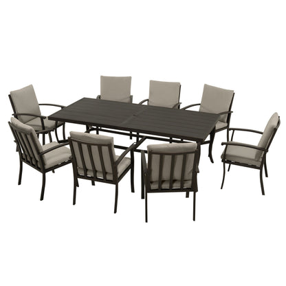 Ensemble de salle à manger de patio en aluminium 9 pièces EGEIROS LIFE AluLux avec coussins lavables