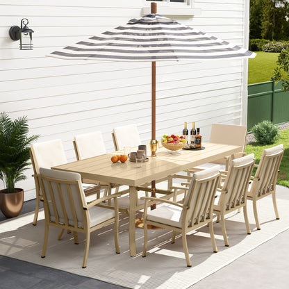 Ensemble de salle à manger de patio en aluminium 9 pièces EGEIROS LIFE AluLux avec coussins lavables