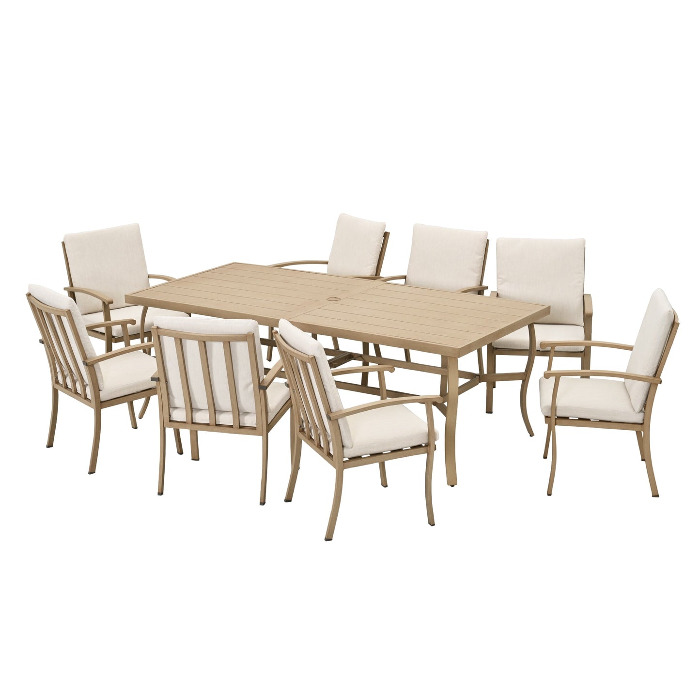 Ensemble de salle à manger de patio en aluminium 9 pièces EGEIROS LIFE AluLux avec coussins lavables