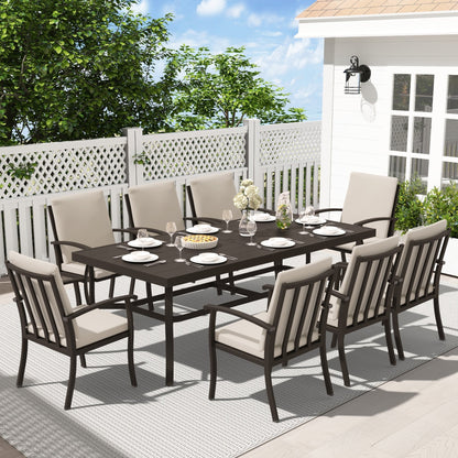 Ensemble de salle à manger de patio en aluminium 9 pièces EGEIROS LIFE AluLux avec coussins lavables