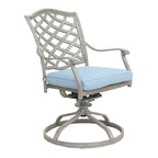 Ensemble de salle à manger rectangulaire en aluminium 7 pièces avec 6 chaises pivotantes