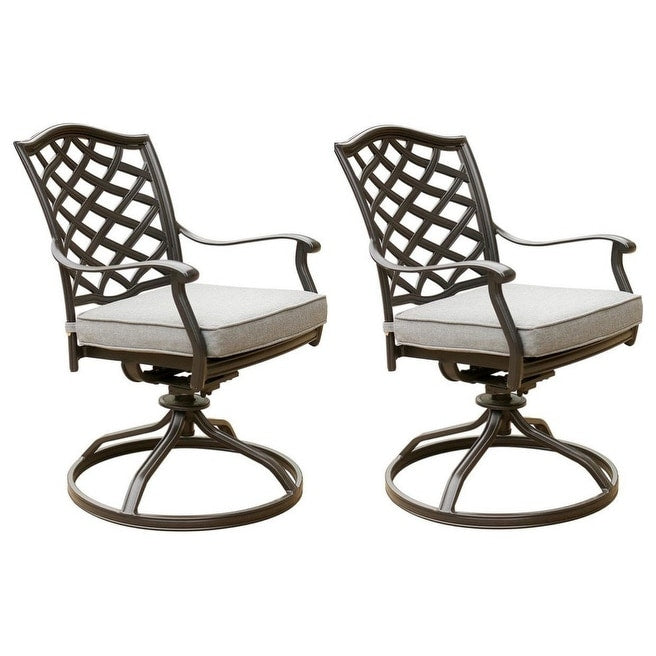 Ensemble de salle à manger rectangulaire en aluminium 7 pièces avec 6 chaises pivotantes