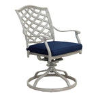 Ensemble de salle à manger rectangulaire en aluminium 7 pièces avec 6 chaises pivotantes
