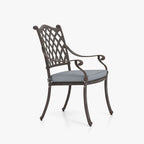 Ensemble de salle à manger rectangulaire d'extérieur en aluminium 9 pièces avec coussins et trou pour parasol