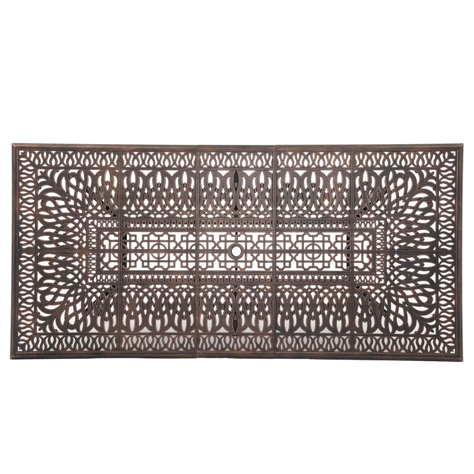 Ensemble de salle à manger rectangulaire d'extérieur en aluminium 9 pièces avec coussins et trou pour parasol