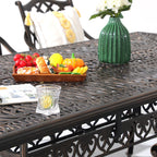 Ensemble de salle à manger rectangulaire d'extérieur en aluminium 9 pièces avec coussins et trou pour parasol