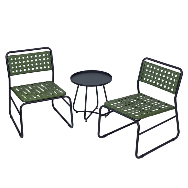 Ensemble de 3 tables bistrot et chaises en osier Kinger Home Olive pour patio - N/A