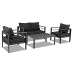 Ensemble de meubles de patio en aluminium 4 pièces, ensemble de conversation extérieur moderne avec canapé sectionnel