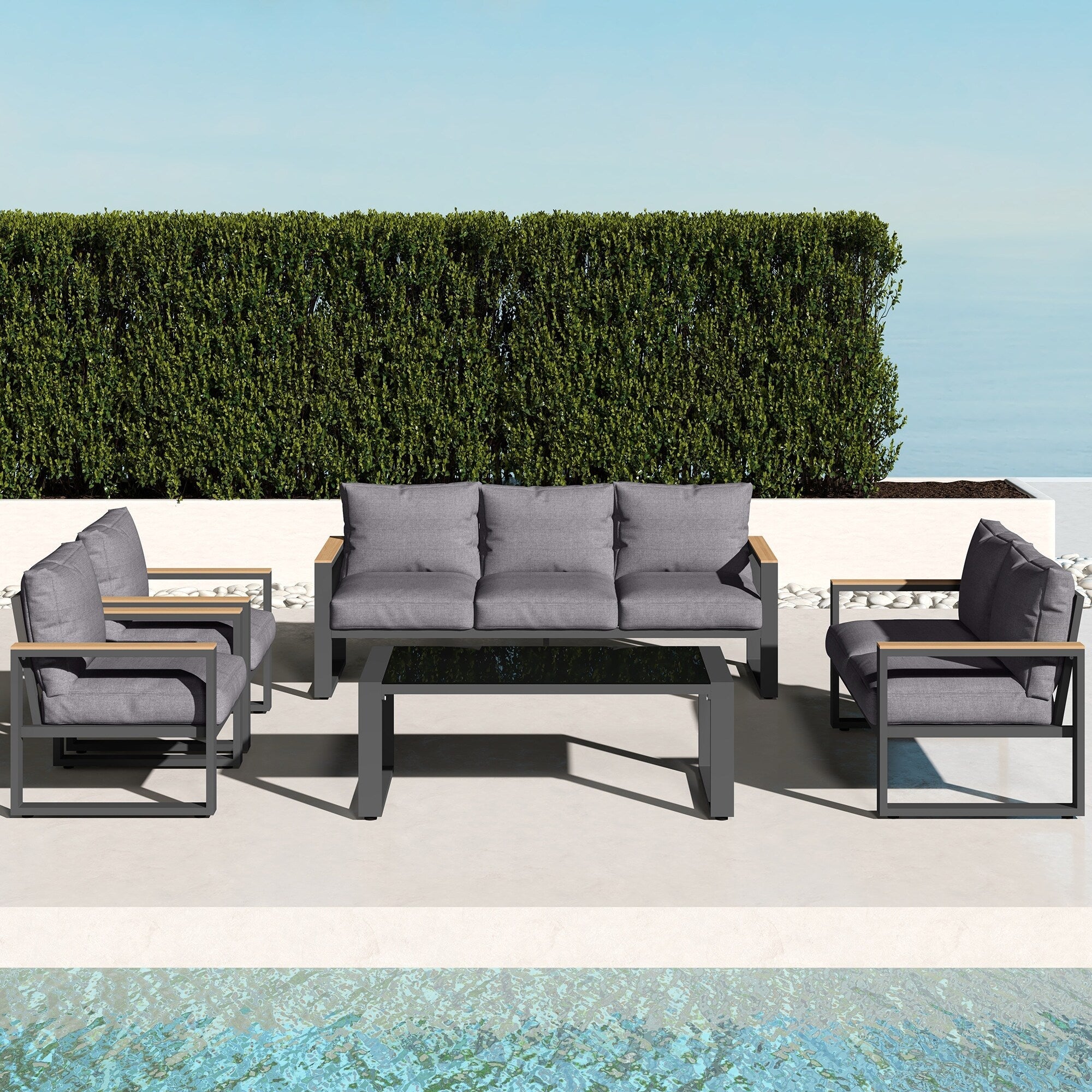 Ensemble de meubles de jardin en aluminium 5 pièces avec table basse