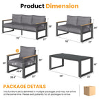 Ensemble de meubles de jardin en aluminium 5 pièces avec table basse