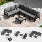 Ensemble de meubles de patio en aluminium 6/7/8 pièces Ensemble de conversation extérieur moderne Ensemble de canapés sectionnels
